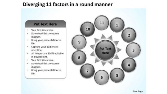 Diverging 11 Factors Round Manner Ppt Circular Motion Process PowerPoint Slides Diverging 11 Factors Round Manner Ppt Circular Motion Process PowerPoint Slides