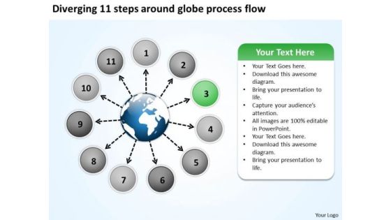 Diverging 11 Steps Around Globe Process Flow Cycle PowerPoint Slides Diverging 11 Steps Around Globe Process Flow Cycle PowerPoint Slides