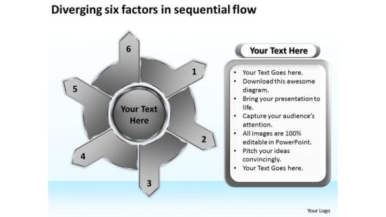 Diverging Six Factors Sequential Flow Circular Layout Chart PowerPoint Templates Diverging Six Factors Sequential Flow Circular Layout Chart PowerPoint Templates