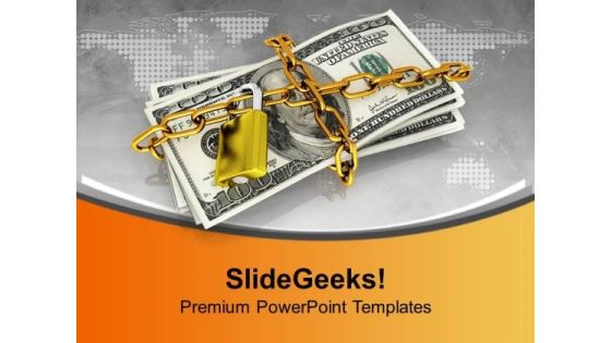 Dollar Bills Locked With Security Chain PowerPoint Templates Ppt Backgrounds For Slides 0213 Dollar Bills Locked With Security Chain PowerPoint Templates Ppt Backgrounds For Slides 0213