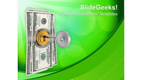Dollar Bills With Security Key Locking PowerPoint Templates Ppt Backgrounds For Slides 0113 Dollar Bills With Security Key Locking PowerPoint Templates Ppt Backgrounds For Slides 0113