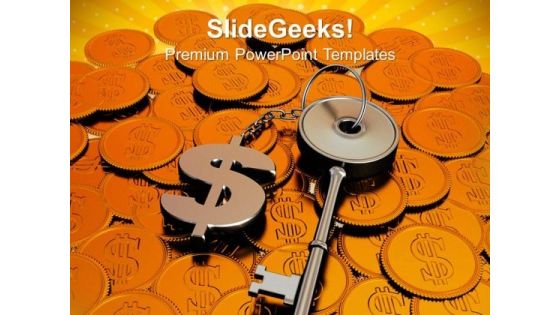 Dollar Key And Coins Security PowerPoint Templates And PowerPoint Themes 1012