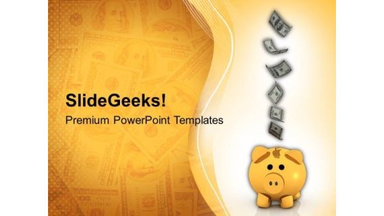 Dollars Falling Into Piggy Bank PowerPoint Templates Ppt Backgrounds For Slides 0113 Dollars Falling Into Piggy Bank PowerPoint Templates Ppt Backgrounds For Slides 0113