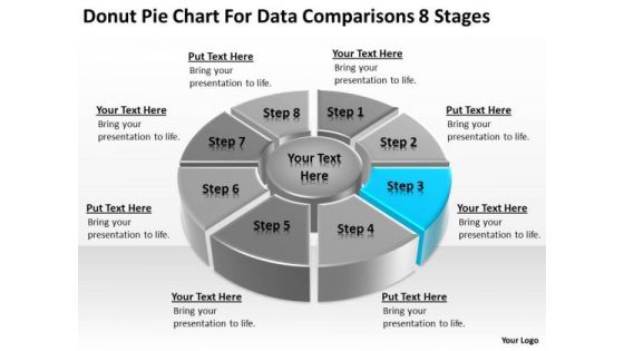 Donut Pie Chart For Data Comparisons 8 Stages Business Action Plan PowerPoint Templates