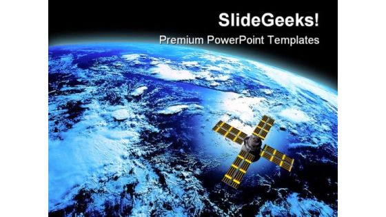 Earth With Satellite Global PowerPoint Templates And PowerPoint Backgrounds 0611 Earth With Satellite Global PowerPoint Templates And PowerPoint Backgrounds 0611