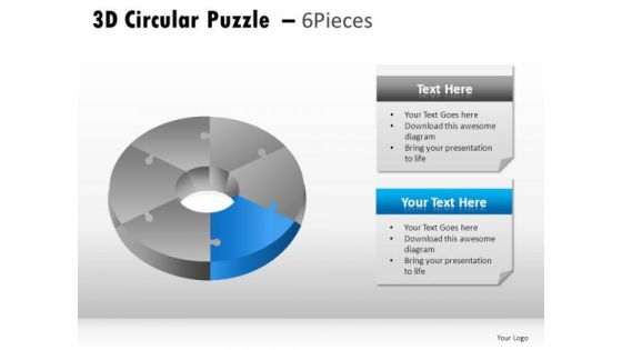 Editable 3d Circular Puzzle 6 Pieces PowerPoint Slides And Ppt Diagram Templates