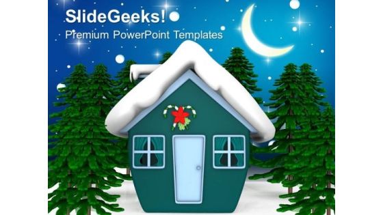 Enchanted Christmas House With Snow Holidays PowerPoint Templates Ppt Backgrounds For Slides 1212