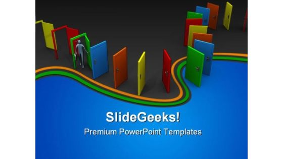 Endless Doors In A Row Metaphor PowerPoint Themes And PowerPoint Slides 0411