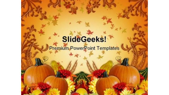 Fall Border Thanks Giving Nature PowerPoint Template 1010