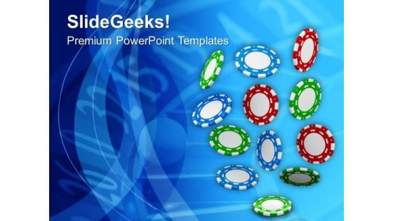 Falling Colored Poker Chips Money PowerPoint Templates Ppt Backgrounds For Slides 0413
