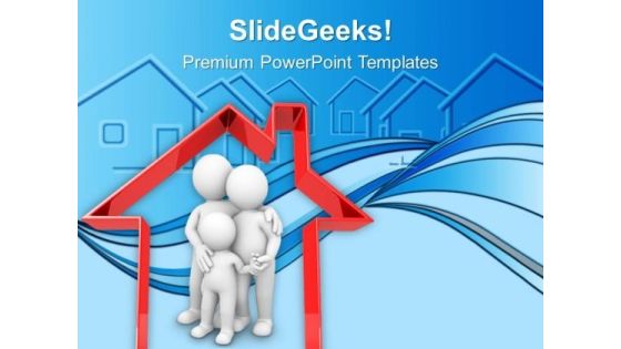 Family Under Red House PowerPoint Templates Ppt Backgrounds For Slides 0213