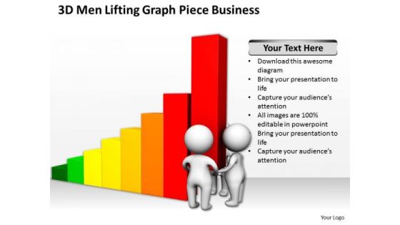 Famous Business People 3d Men Lifting Graph Piece PowerPoint Theme Slides