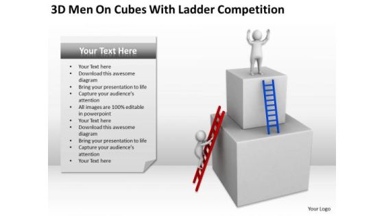 Famous Business People 3d Men On Cubes With Ladder Competition PowerPoint Slides Famous Business People 3d Men On Cubes With Ladder Competition PowerPoint Slides