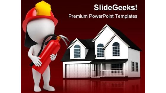 Fire Man And Home Realestate PowerPoint Backgrounds And Templates 0111 Fire Man And Home Realestate PowerPoint Backgrounds And Templates 0111