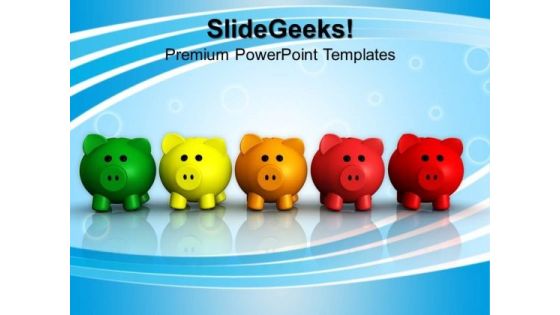 Five Colorful Piggy Banks Saving PowerPoint Templates And PowerPoint Themes 1012 Five Colorful Piggy Banks Saving PowerPoint Templates And PowerPoint Themes 1012