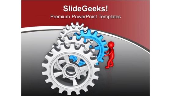 Fix Right Gear To Start Process PowerPoint Templates Ppt Backgrounds For Slides 0713