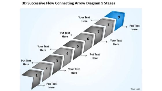 Flow Connecting Arrow Diagram 9 Stages Ppt Personal Training Business Plan PowerPoint Templates