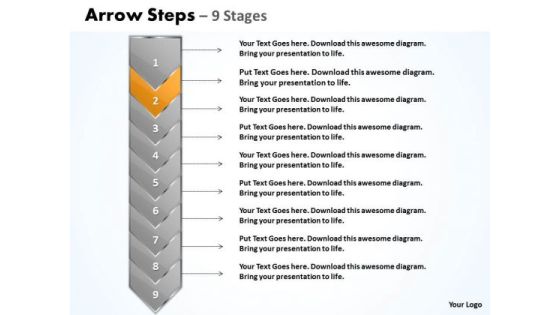 Flow Ppt Template Arrow 9 Power Point Stages Project Management PowerPoint 3 Design