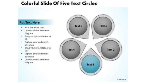 Flowchart For Business Colorful Slide Of Five Text Circles Ppt 3 PowerPoint Slides