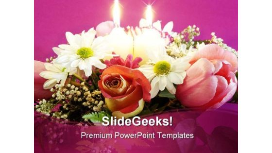 Flowers Arrangement Nature PowerPoint Template 0810