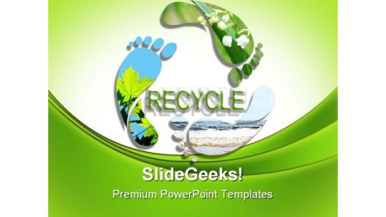 Foot Prints Recycle Symbol PowerPoint Themes And PowerPoint Slides 0211