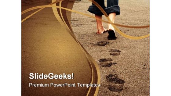 Foot Steps Beach PowerPoint Background And Template 1210 Foot Steps Beach PowerPoint Background And Template 1210