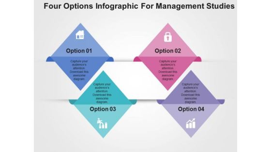 Four Options Infographic For Management Studies PowerPoint Templates