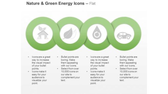 Four Sequential Green Energy And Nature Icons Ppt Slides Graphics