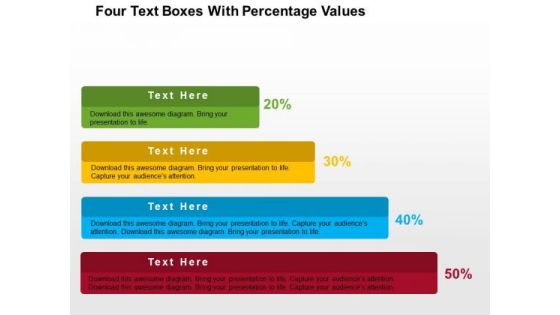 Four Text Boxes With Percentage Values PowerPoint Template Four Text Boxes With Percentage Values PowerPoint Template