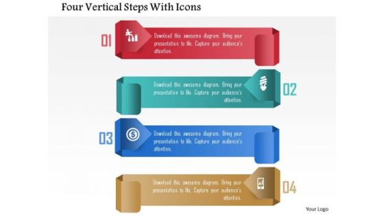 Four Vertical Steps With Icons PowerPoint Template Four Vertical Steps With Icons PowerPoint Template