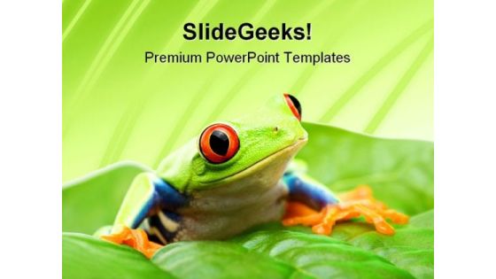 Frog On A Leaf Nature PowerPoint Templates And PowerPoint Backgrounds 0211 Frog On A Leaf Nature PowerPoint Templates And PowerPoint Backgrounds 0211