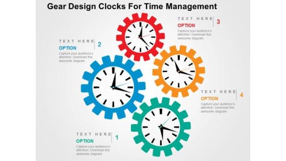 Gear Design Clocks For Time Management PowerPoint Template