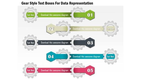 Gear Style Text Boxes For Data Representation Presentation Template Gear Style Text Boxes For Data Representation Presentation Template