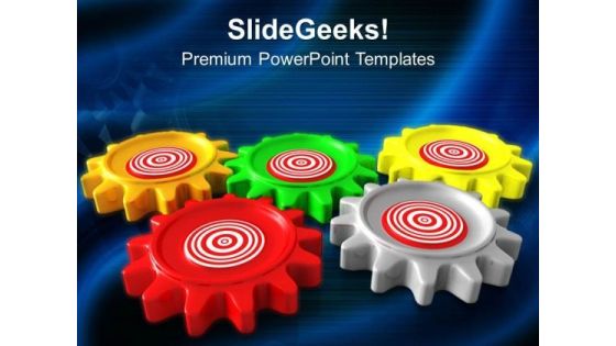 Gears Target Business Mechanism PowerPoint Templates Ppt Backgrounds For Slides 0313