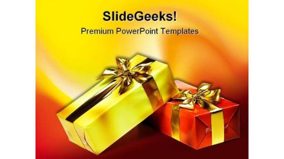 Gift Box With Golden Ribbon Events PowerPoint Templates And PowerPoint Backgrounds 0411 Gift Box With Golden Ribbon Events PowerPoint Templates And PowerPoint Backgrounds 0411