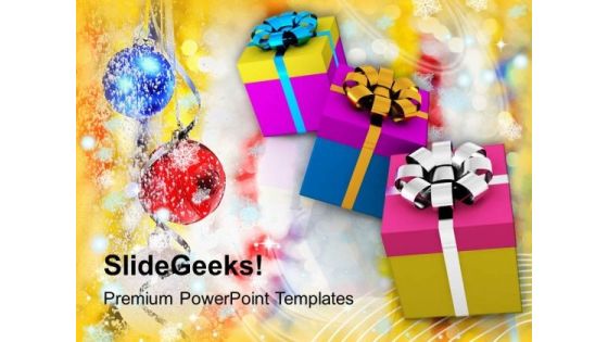 Gift Boxes On Christmas Background Festival PowerPoint Templates Ppt Backgrounds For Slides 1112