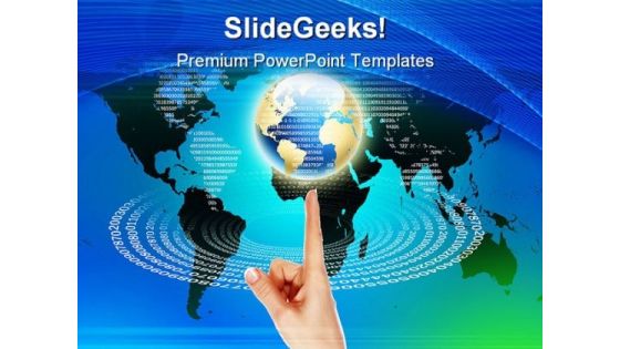 Global Balanced On Finger With Code Technology PowerPoint Themes And PowerPoint Slides 0411