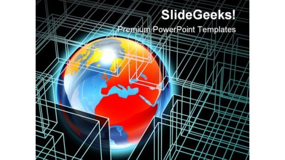 Globe In Box Wire Frame Global PowerPoint Templates And PowerPoint Backgrounds 0311