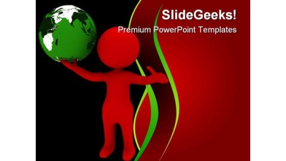Globe With Man Travel PowerPoint Backgrounds And Templates 0111 Globe With Man Travel PowerPoint Backgrounds And Templates 0111