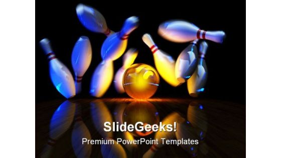 Glowing Ball Does Strike Sports PowerPoint Backgrounds And Templates 1210
