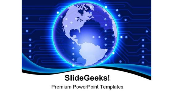 Glowing Blue Electronic Earth Technology PowerPoint Themes And PowerPoint Slides 0311