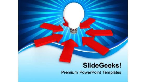 Glowing Bulb In Center Of Arrows PowerPoint Templates And PowerPoint Themes 0912 Glowing Bulb In Center Of Arrows PowerPoint Templates And PowerPoint Themes 0912