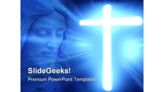 Glowing Cross Religion PowerPoint Template 0610 Glowing Cross Religion PowerPoint Template 0610