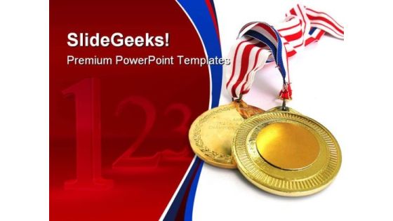 Gold Medals Sports PowerPoint Template 0610