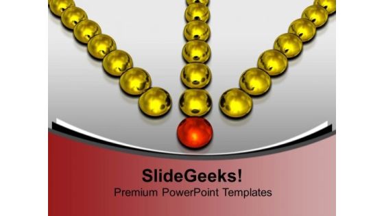 Golden Balls Pointing To Red Ball Leadership PowerPoint Templates Ppt Backgrounds For Slides 1112