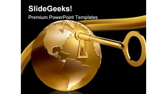 Golden Globe With Key Hole Security PowerPoint Templates And PowerPoint Backgrounds 0311