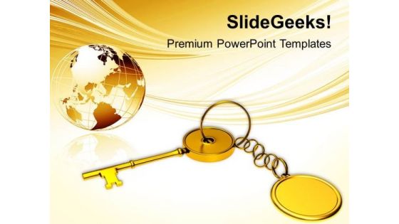 Golden Key Chain With Globe PowerPoint Templates Ppt Backgrounds For Slides 0113 Golden Key Chain With Globe PowerPoint Templates Ppt Backgrounds For Slides 0113