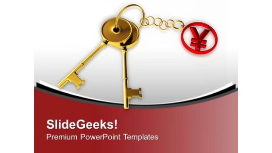 Golden Key Tied To Yen Japan Currency PowerPoint Templates Ppt Backgrounds For Slides 0313