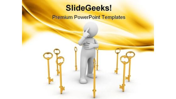 Golden Key With Men Security PowerPoint Templates And PowerPoint Backgrounds 0511
