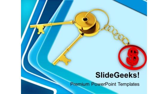 Golden Key With Red Dollar Sign PowerPoint Templates Ppt Backgrounds For Slides 1212